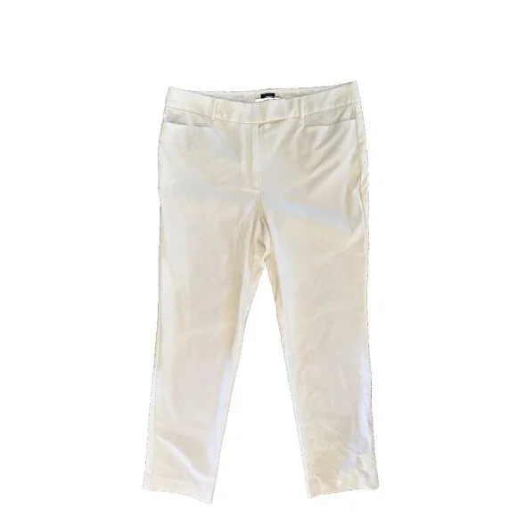 Talbots Newport size 12 white dress pant pockets straight leg‎ stretch cotton - Picture 2 of 10